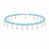 Чокер из аквамарина с жемчужными каплями